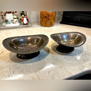 2 Sheffield Reproduction sterling silver plated series candy dishes.